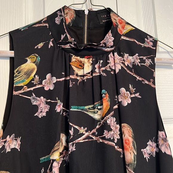 Ted Baker - Fancy black dress with bird and pearl pattern; size 2 - Picture 2 of 6